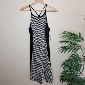 NWT DR Collection | Black & Cream Textured Dot A-line Racerback Dress Size 6